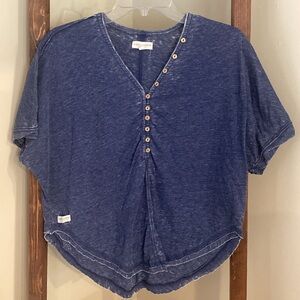 Free People Indigo Button-Down Shirt